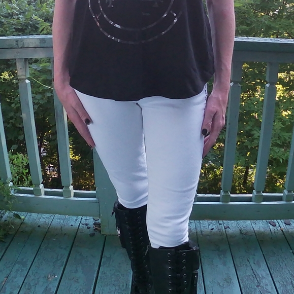 Lilith Custom Handmade White J Crew Women's jeans sz 26/28 skinny Killstar Vibes - Picture 4 of 6